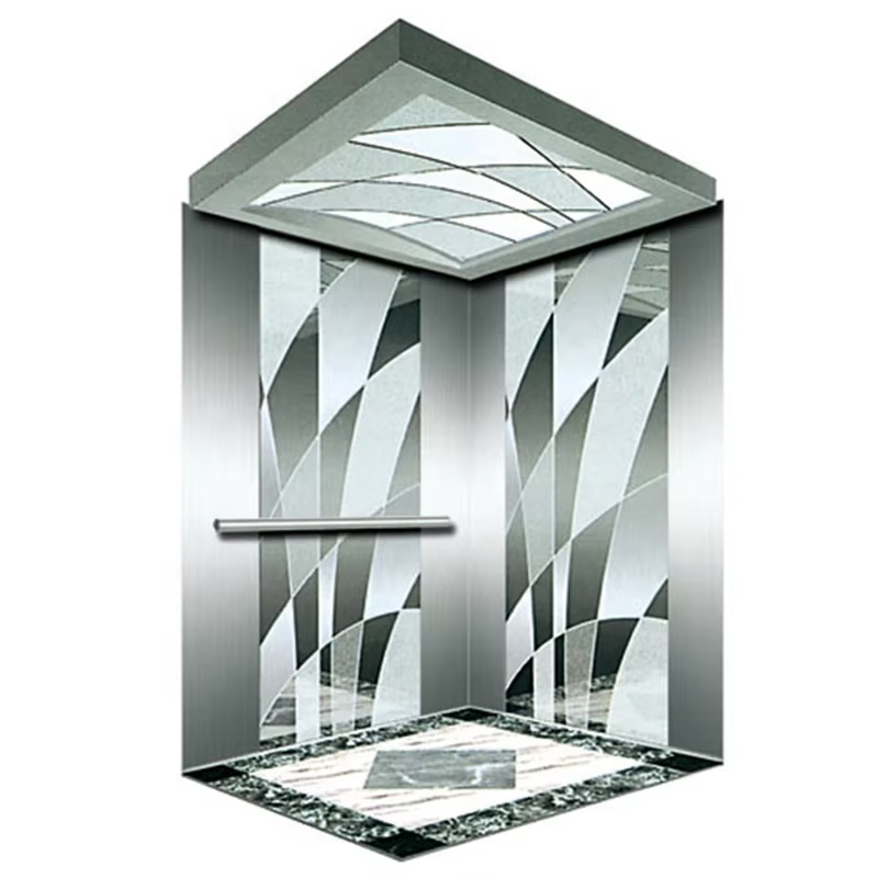 VTEP121 Hot Selling NV Modell 6-8 Person 630 kg Gearless AC Modern Heis Bygg Passasjer Heis med Rustfritt stål PVC Gulv